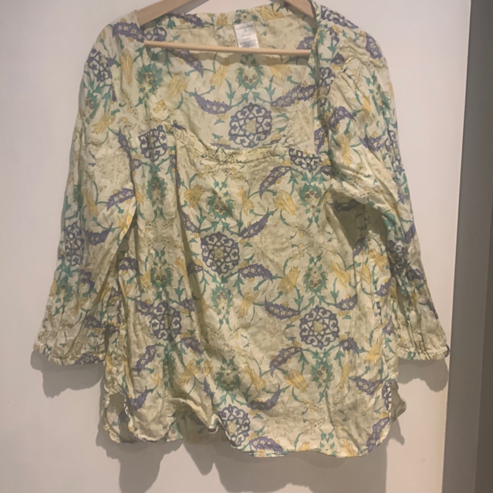 Linen square neck shirt